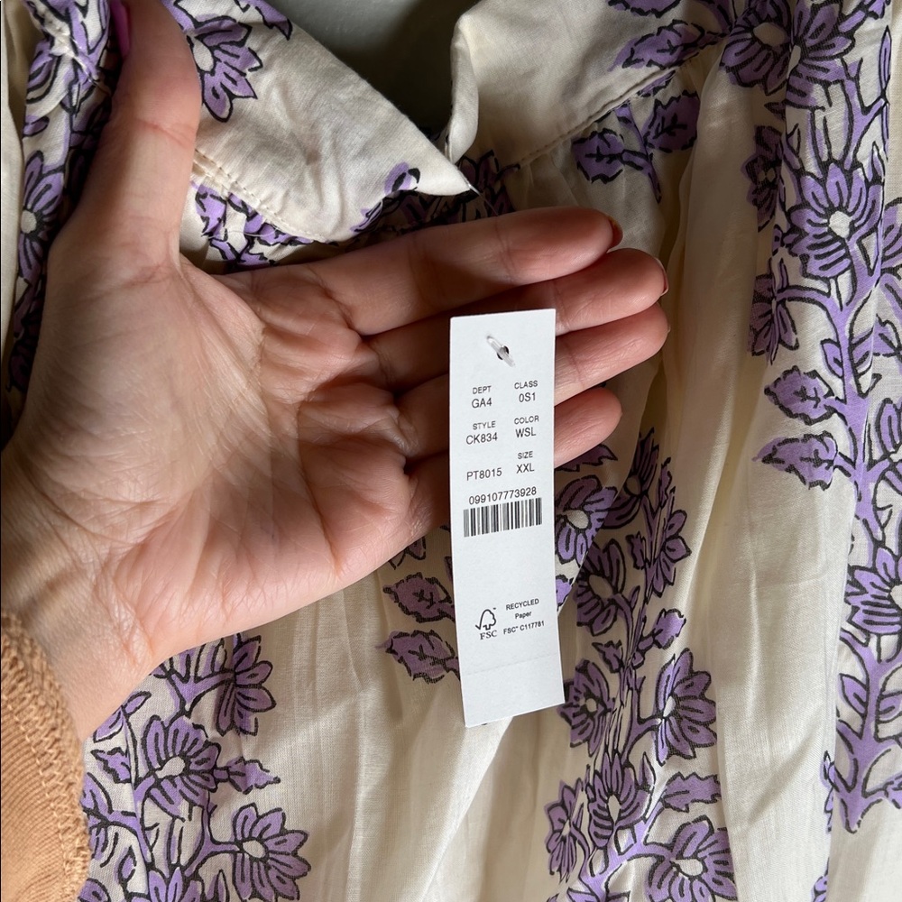 J. Crew Women's Floaty Midi Dress in Block-Print Cotton Voile, Size XXL NWT - Picture 4 of 6